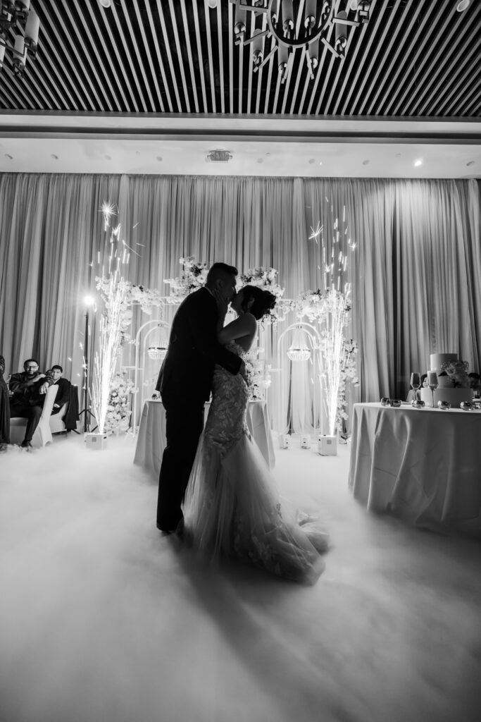 Jocelyne and Cesar sharing their first dance together