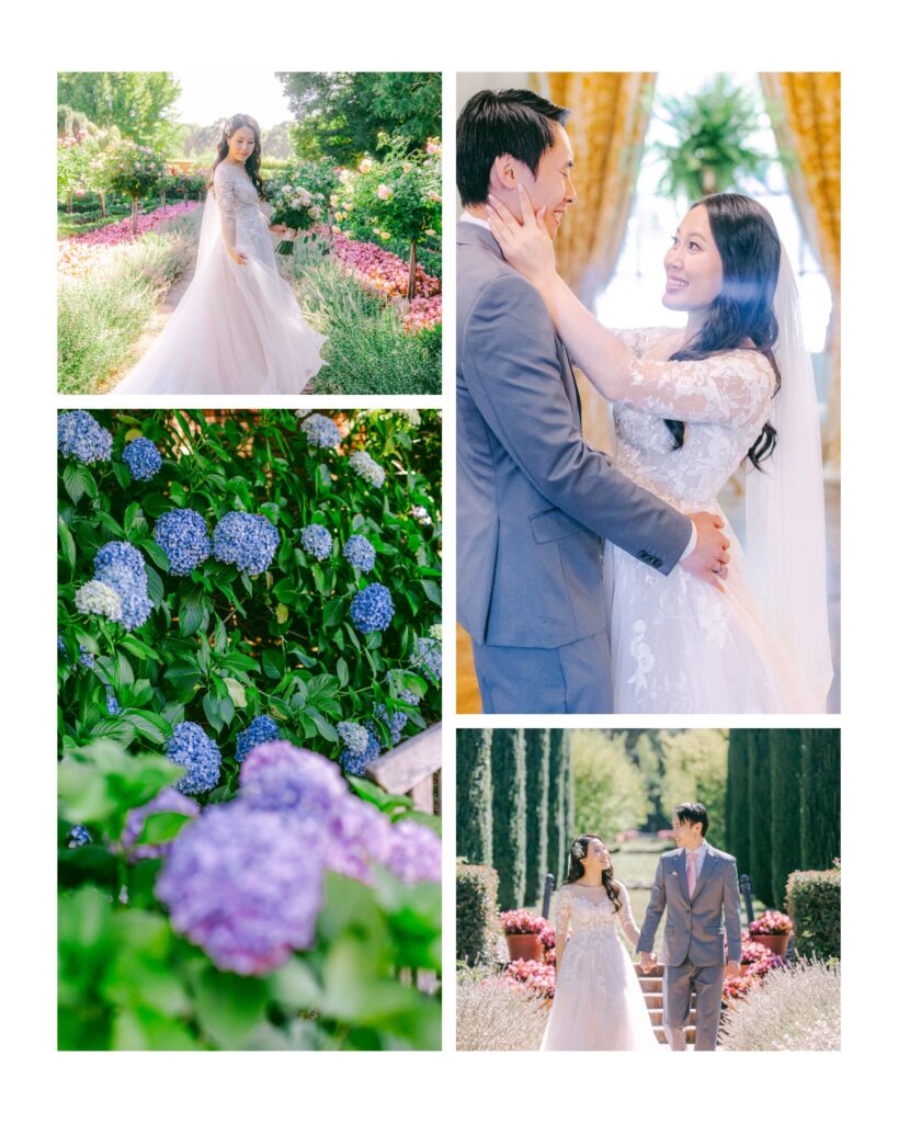 Collage of Monica and Kevin's Filoli wedding