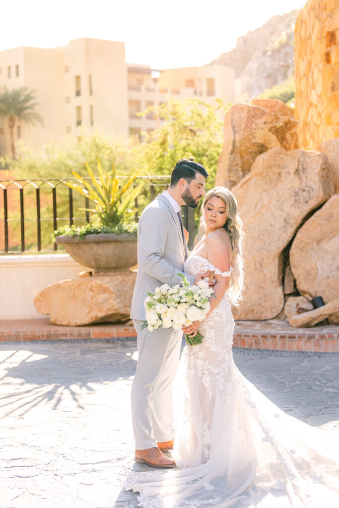 Jennifer and Chris embracing in the light