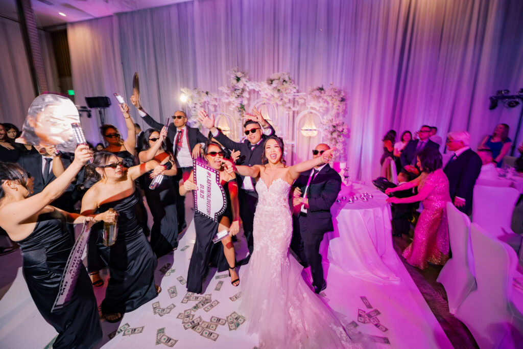 Jocelyne celebrating with guests on the dance floor