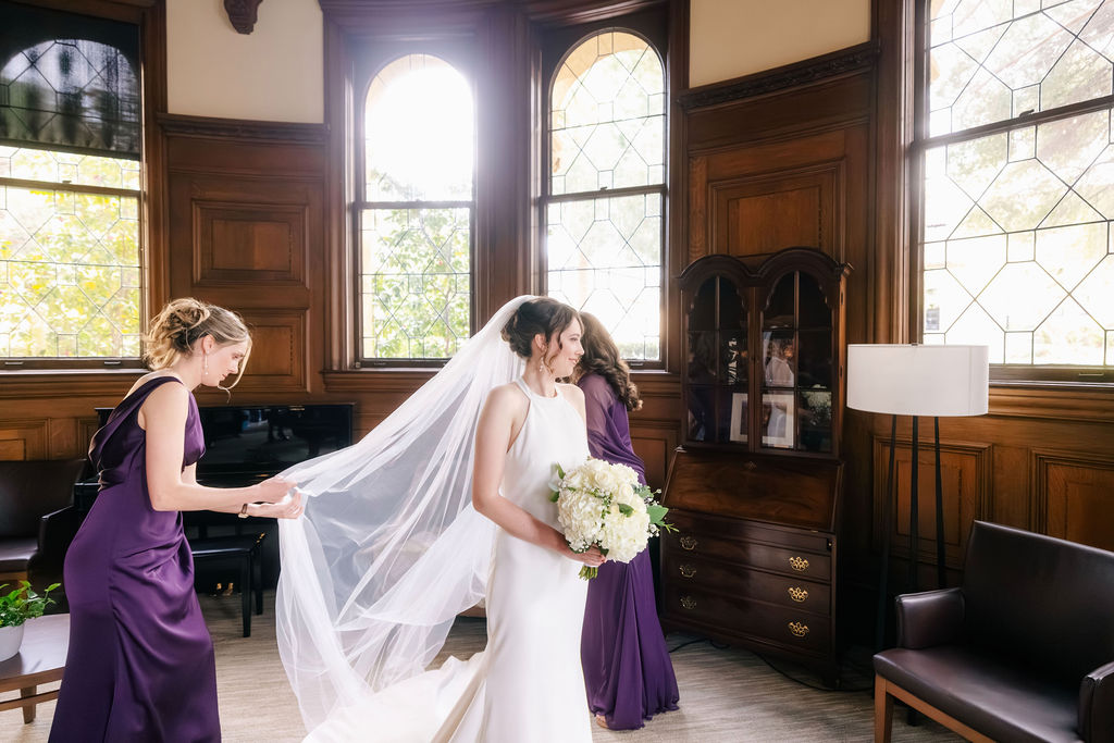 Makenna having a quiet moment for last finishing touches before the ceremony
